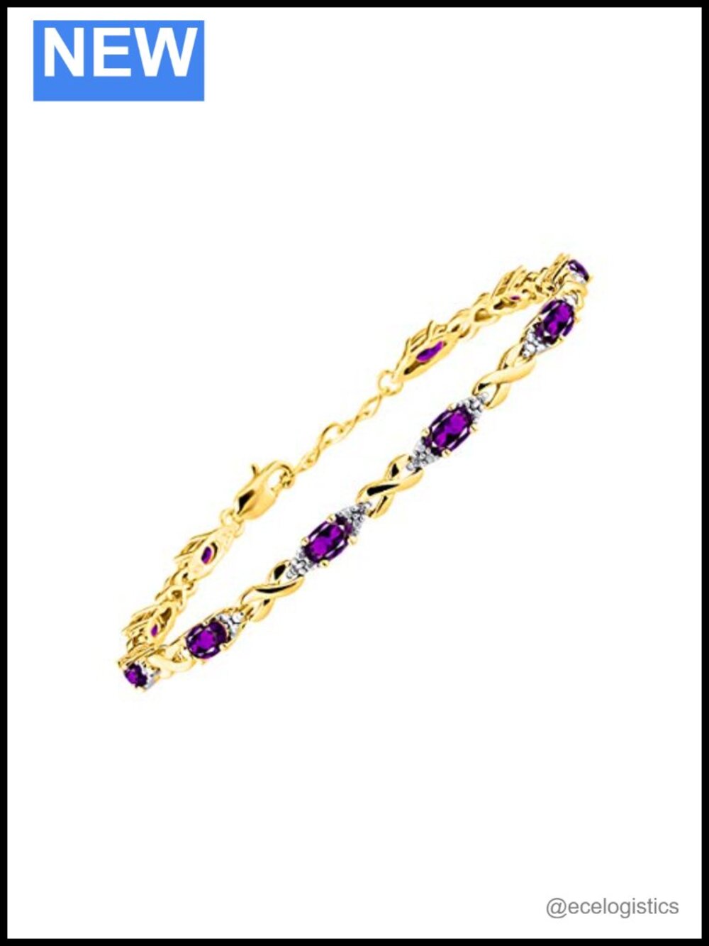 Yellow Gold Plated Silver XO Tennis Bracelet Adjustable Gemstone Diamonds